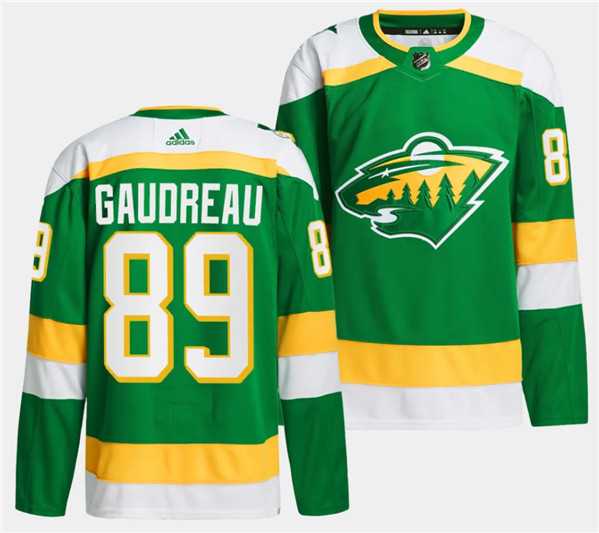 Mens Minnesota Wild #89 Frederick Gaudreau Green 2023-24 Stitched Jersey Dzhi->->NHL Jersey